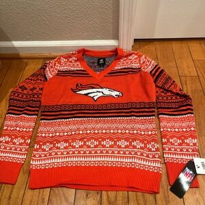 NFL Denver Broncos V-Neck Sweater - Orange and Black